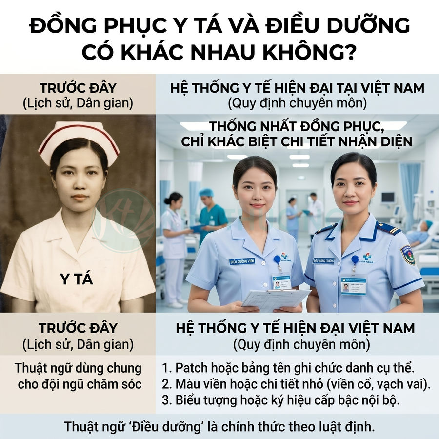 So sánh đồng phục y tá truyền thống và điều dưỡng hiện đại trong bệnh viện Việt Nam