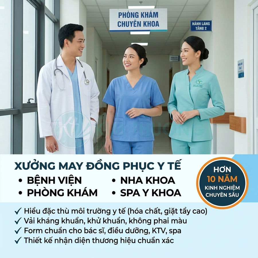 Đồng phục y tế cho bác sĩ và điều dưỡng tại phòng khám chuyên khoa, thiết kế chuyên nghiệp cho bệnh viện và phòng khám