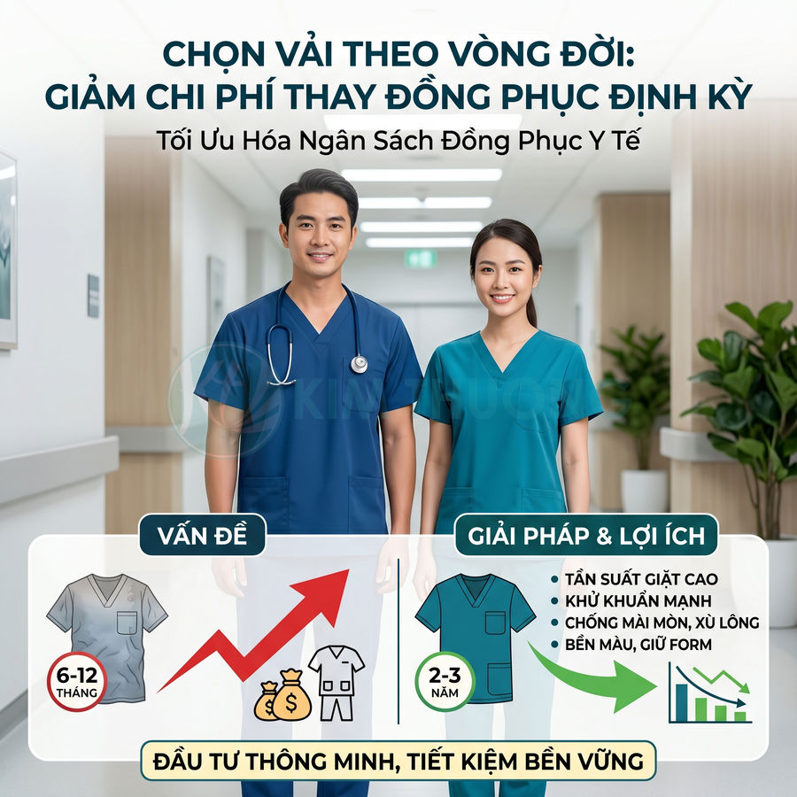 Đồng phục y tá bác sĩ màu xanh chất liệu bền, kháng khuẩn, tiết kiệm chi phí thay mới định kỳ