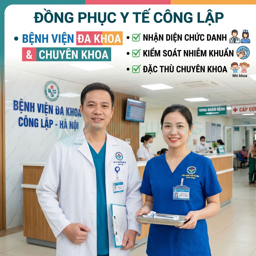 Đồng phục y tế bệnh viện công lập Việt Nam cho bác sĩ, điều dưỡng, sản khoa, hồi sức và trạm y tế