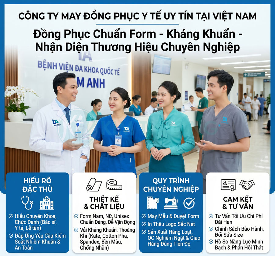 Công Ty May Đồng Phục Y Tế Uy Tín, Thiết Kế Đẹp, May Chuẩn Form