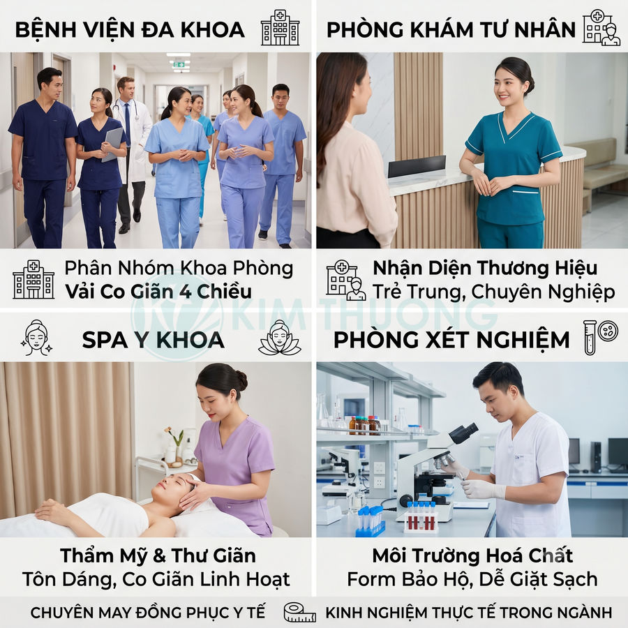 Đồng phục y tế cho bệnh viện, phòng khám, spa và phòng xét nghiệm với thiết kế trẻ trung chuyên nghiệp