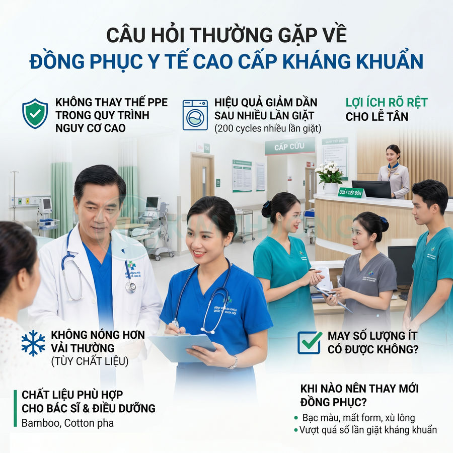 Đồng phục y tế cao cấp kháng khuẩn cho bác sĩ và điều dưỡng trong bệnh viện hiện đại