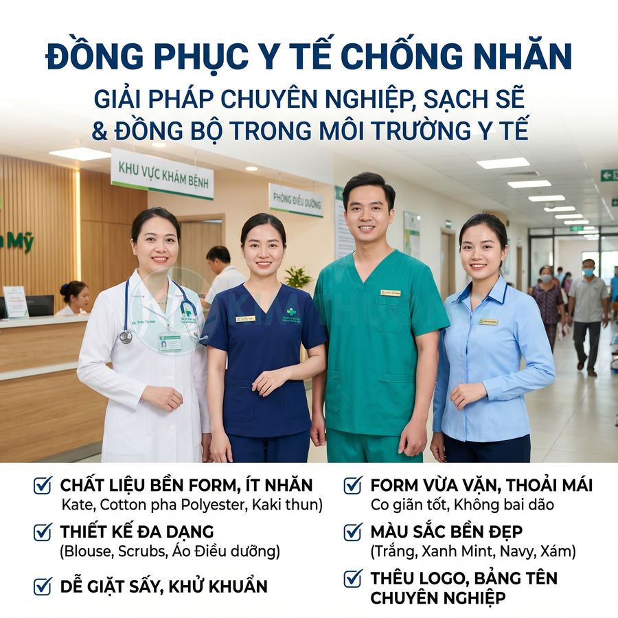 Đồng Phục Y Tế Chống Nhăn Phù Hợp Cho Môi Trường Bệnh Viện