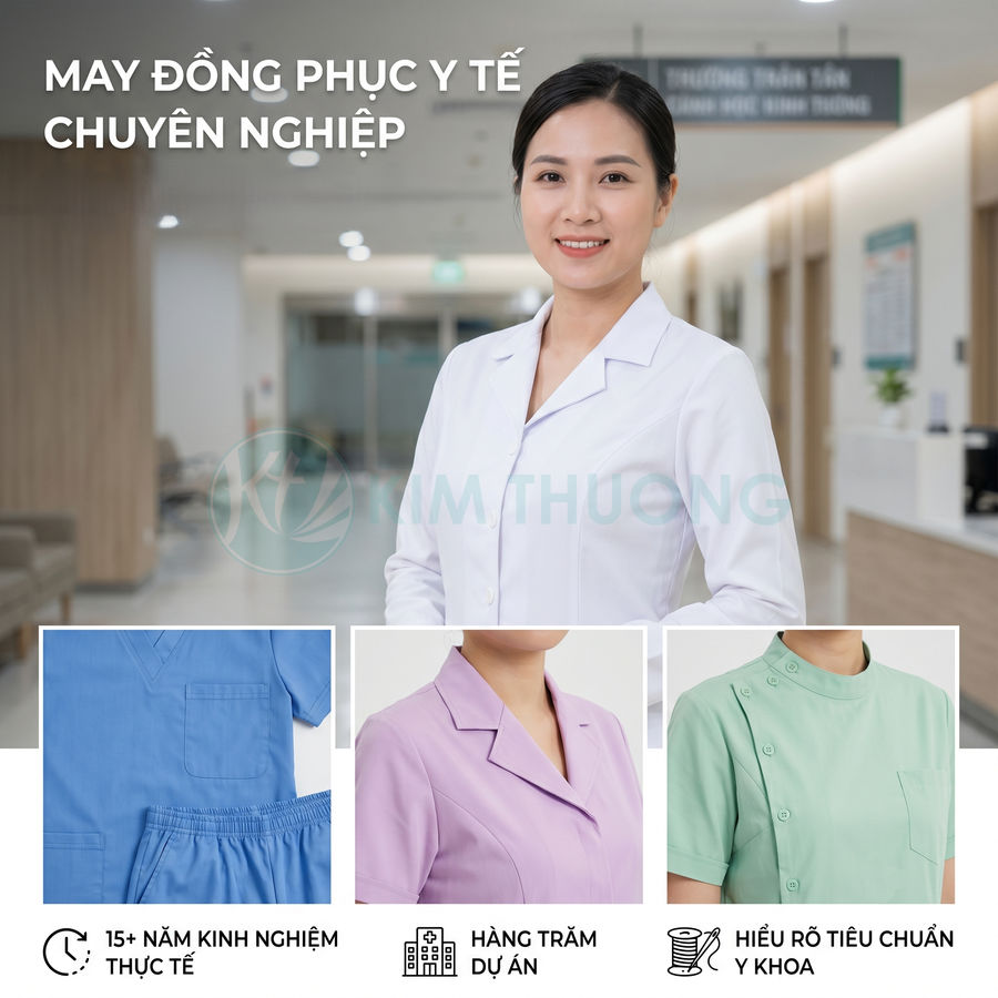 Đồng phục y tế chuyên nghiệp cho bác sĩ và y tá với nhiều mẫu áo blouse, scrub xanh, tím, xanh mint
