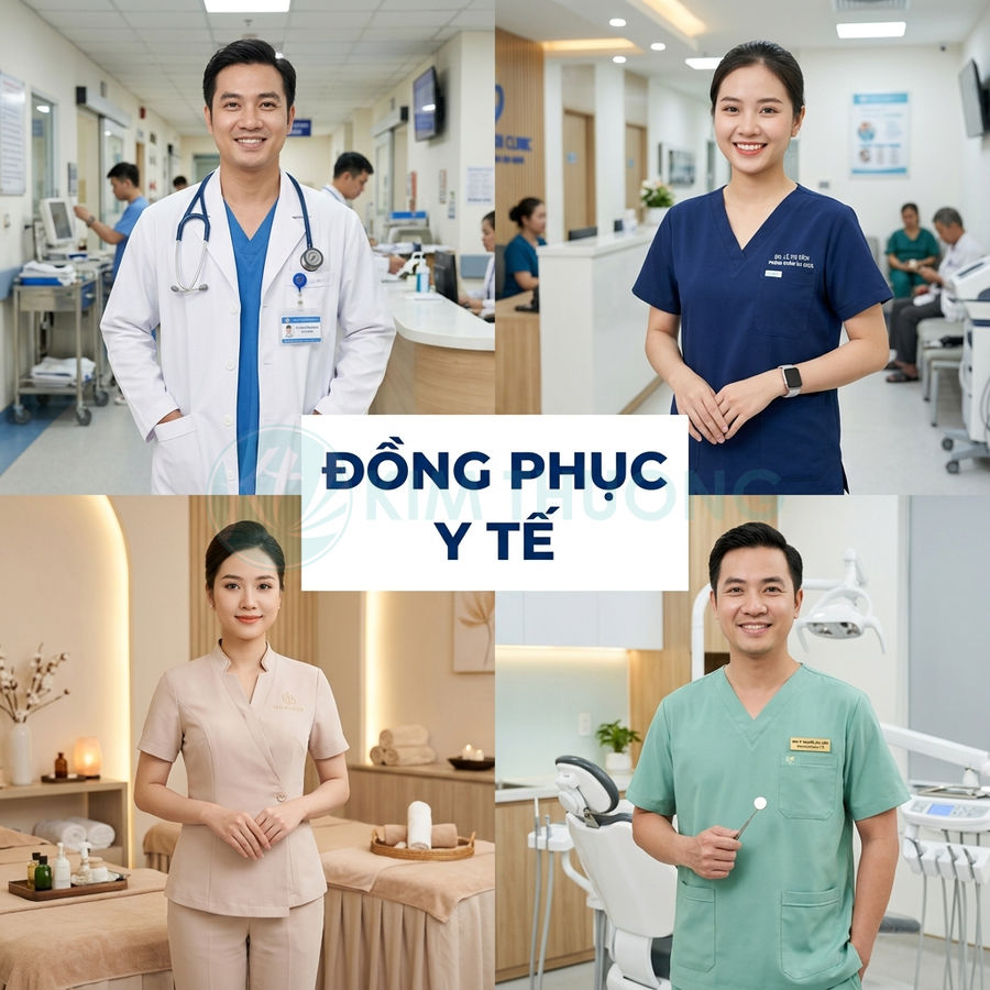 Bộ sưu tập đồng phục y tế cho bác sĩ, y tá và nhân viên spa trong môi trường bệnh viện hiện đại