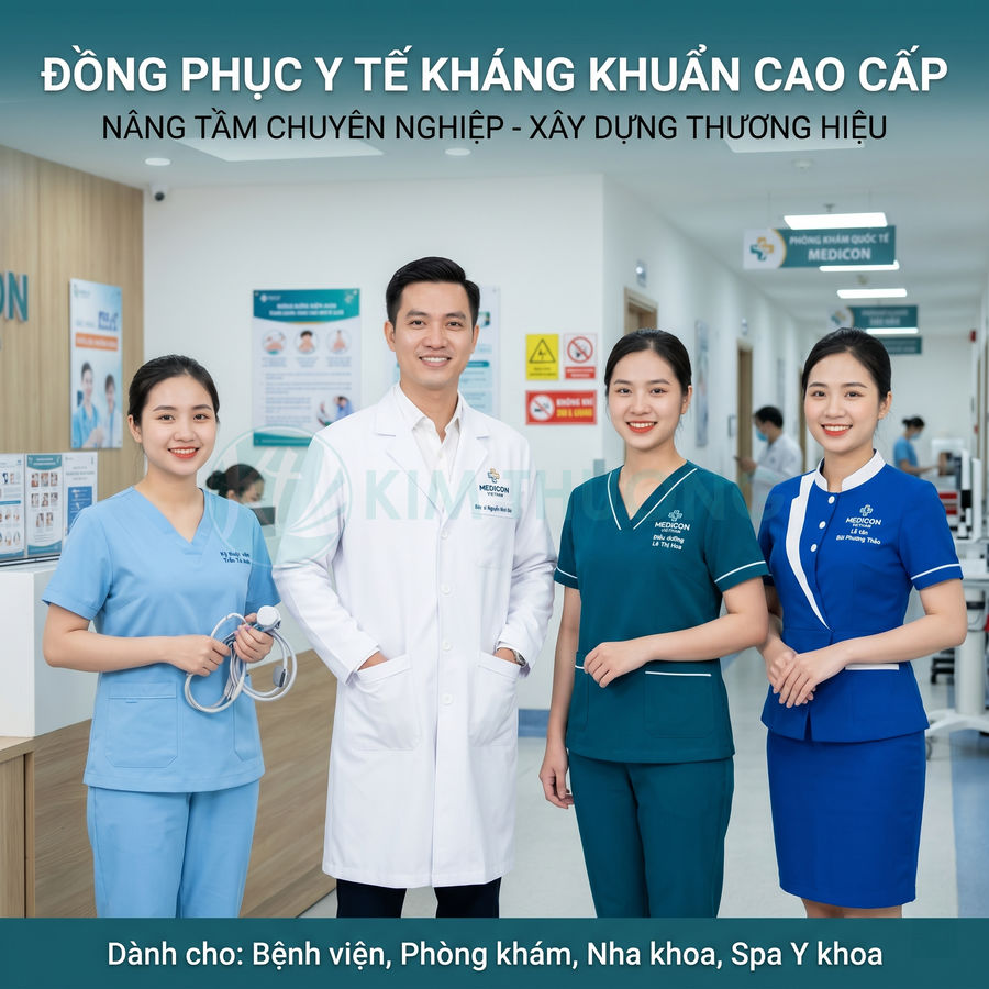 Đồng phục y tế kháng khuẩn cao cấp cho bác sĩ và điều dưỡng tại bệnh viện, phòng khám, nha khoa, spa y khoa