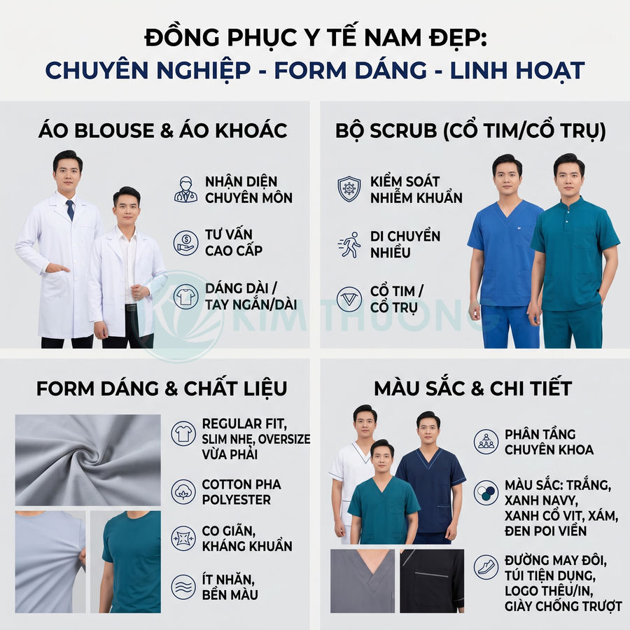 Mẫu Đồng Phục Y Tế Nam Đẹp, Chuẩn Form, Dễ Vận Động