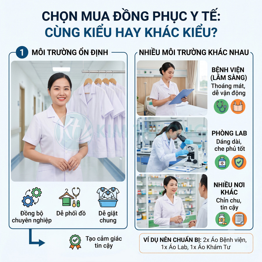 Đồng phục y tế màu trắng cho bác sĩ và nhân viên y tế trong bệnh viện và phòng lab