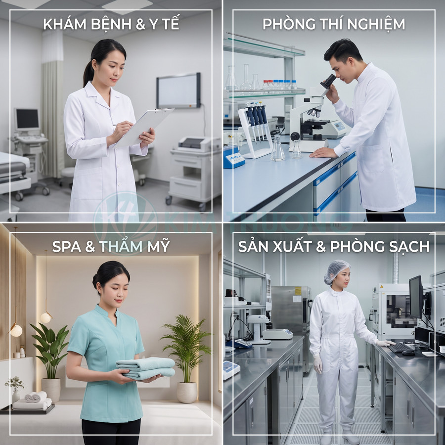 Đồng phục cho nhân viên y tế, phòng thí nghiệm, spa thẩm mỹ và sản xuất phòng sạch trong môi trường chuyên nghiệp