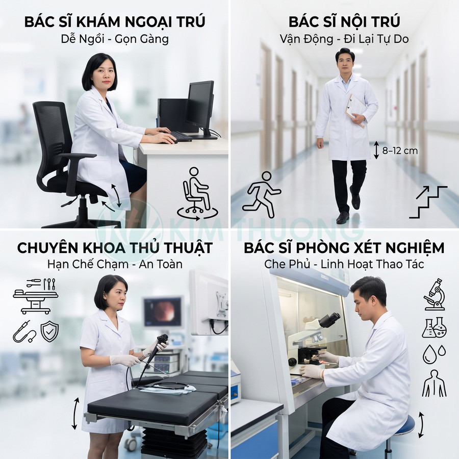 Ghế bác sĩ phòng khám và phòng xét nghiệm, thiết kế cho bác sĩ ngoại trú, nội trú, chuyên khoa thủ thuật trong bệnh viện