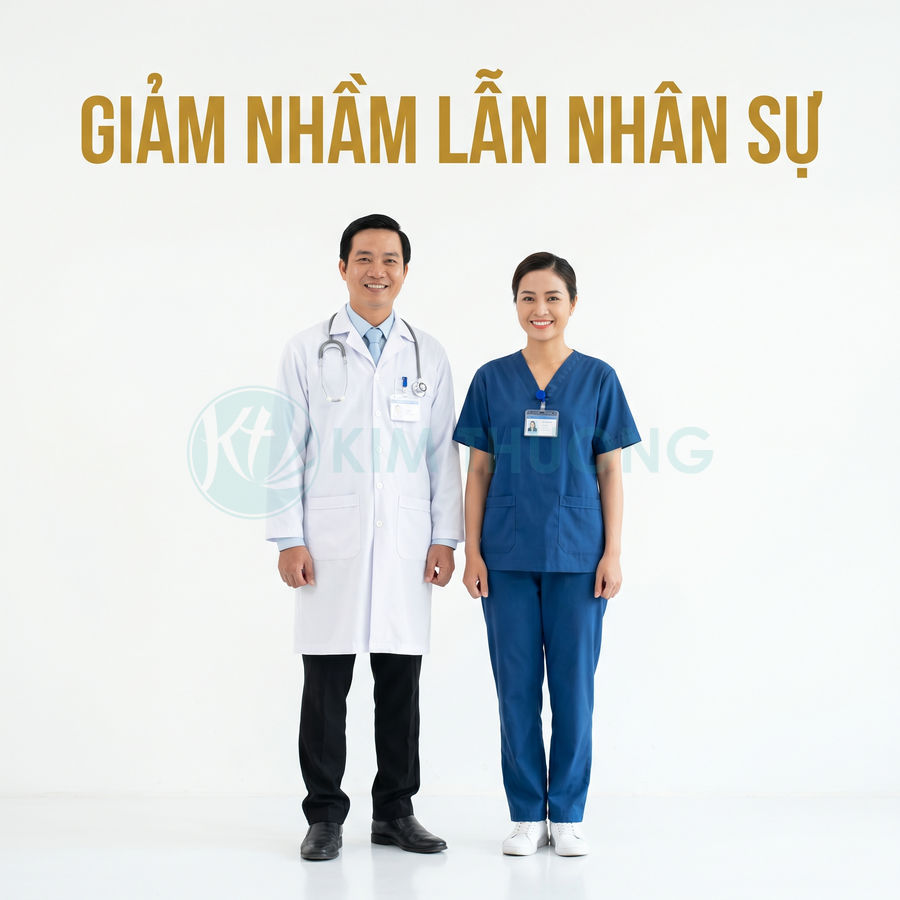 Bác sĩ và y tá mặc đồng phục y tế có bảng tên giúp giảm nhầm lẫn nhân sự trong bệnh viện