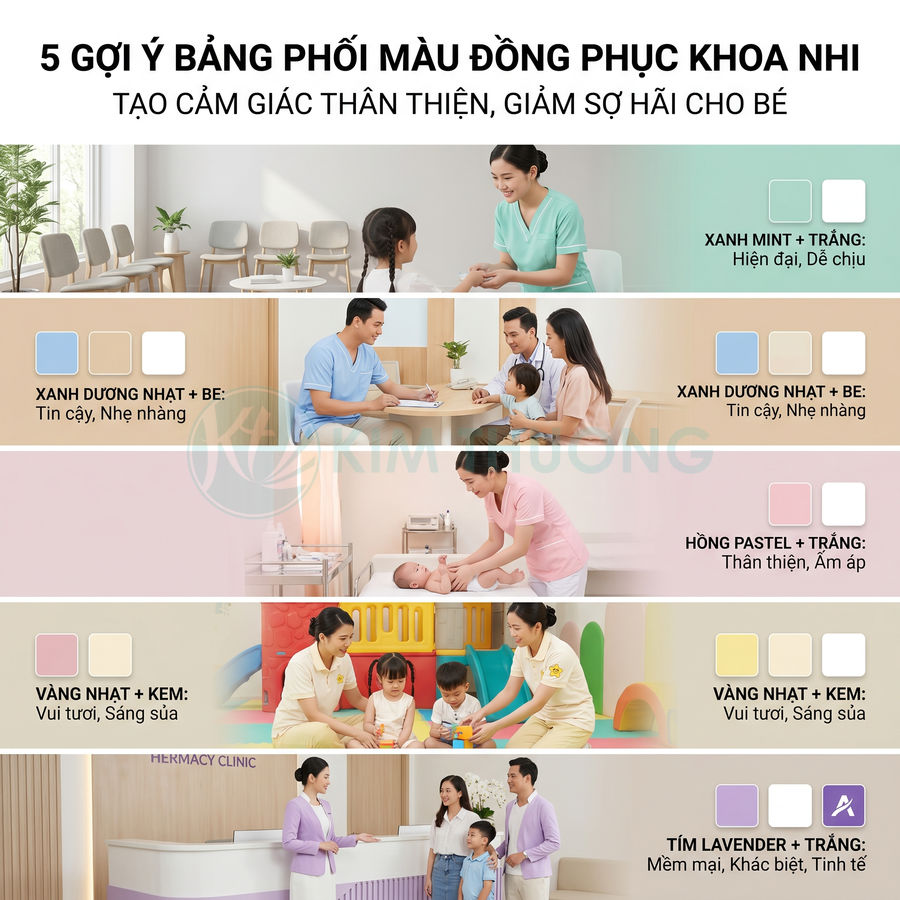 5 gợi ý phối màu đồng phục y tá khoa nhi thân thiện với trẻ nhỏ trong phòng khám hiện đại