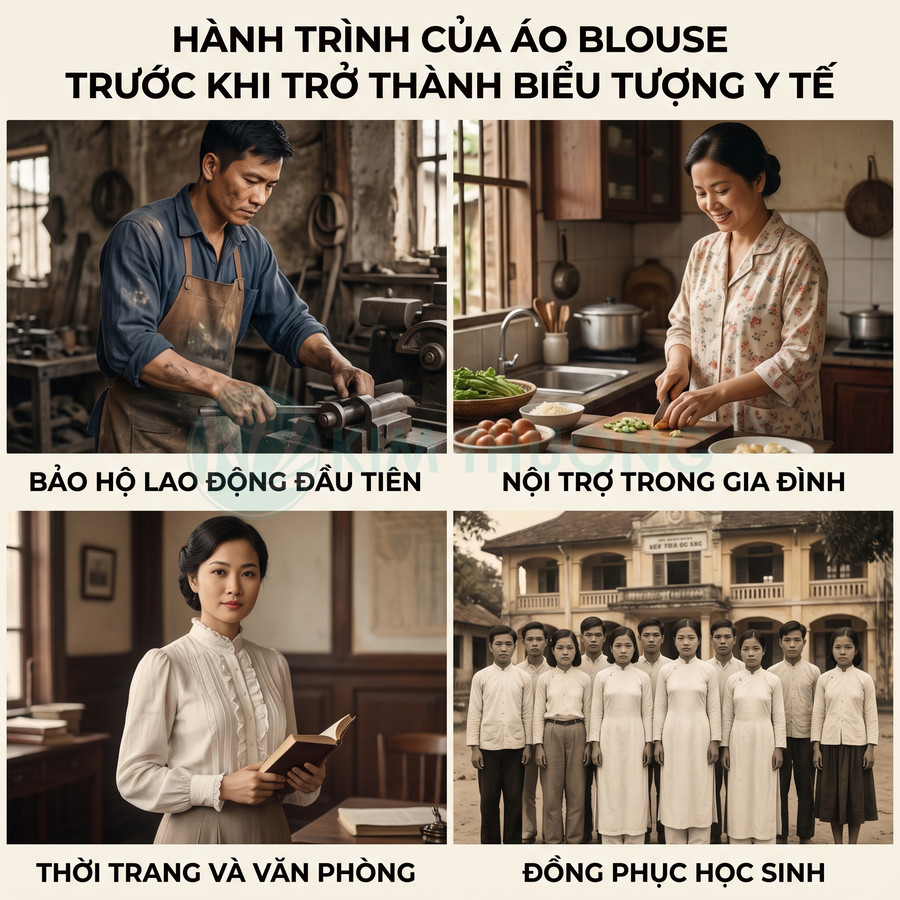 Hành trình áo blouse từ bảo hộ lao động, nội trợ, thời trang văn phòng đến đồng phục học sinh xưa