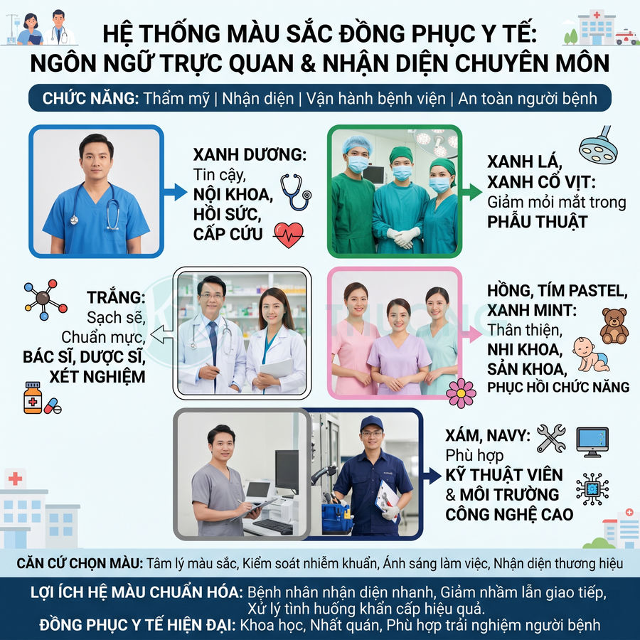 Các Màu Đồng Phục Y Tế Theo Từng Chuyên Khoa Phổ Biến