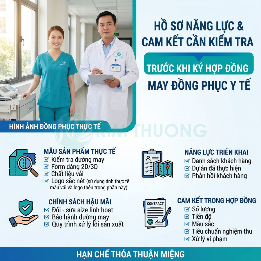 Bộ đôi bác sĩ và y tá mặc đồng phục y tế màu xanh trắng của Kim Thương trong bệnh viện