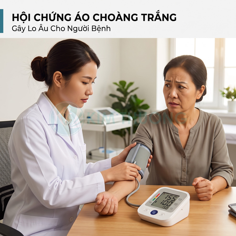 Máy đo huyết áp điện tử đo huyết áp cho bệnh nhân nữ lớn tuổi tại phòng khám
