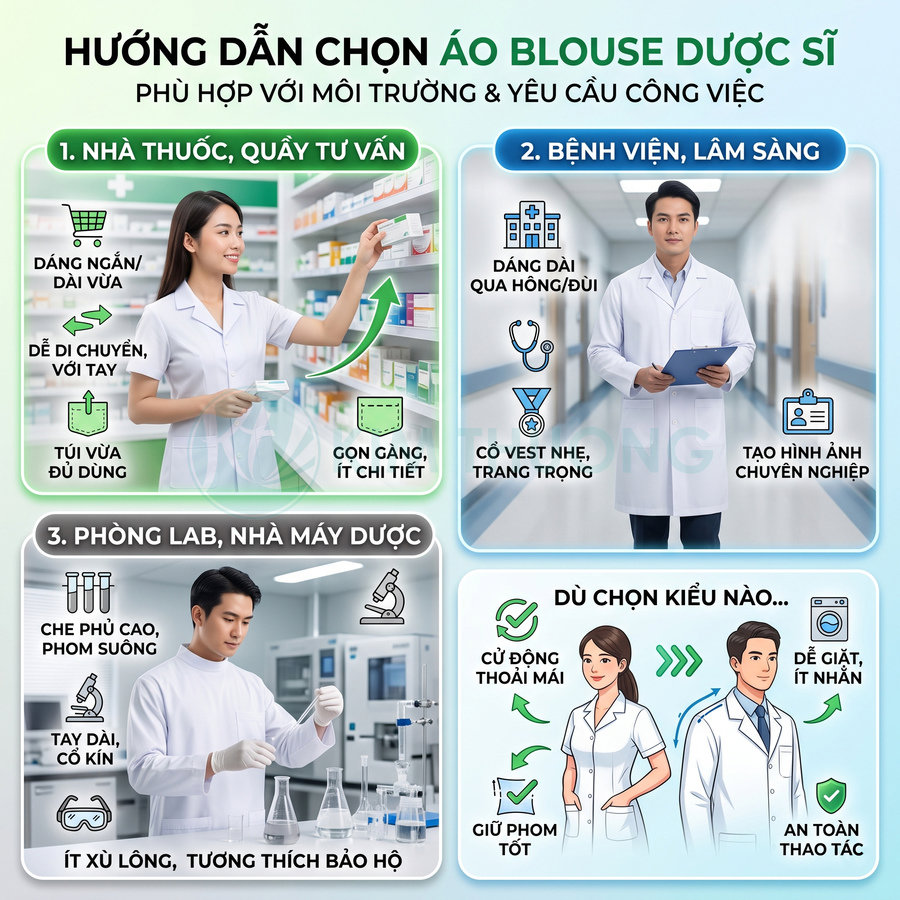 Áo blouse dược sĩ nên chọn kiểu dáng nào?