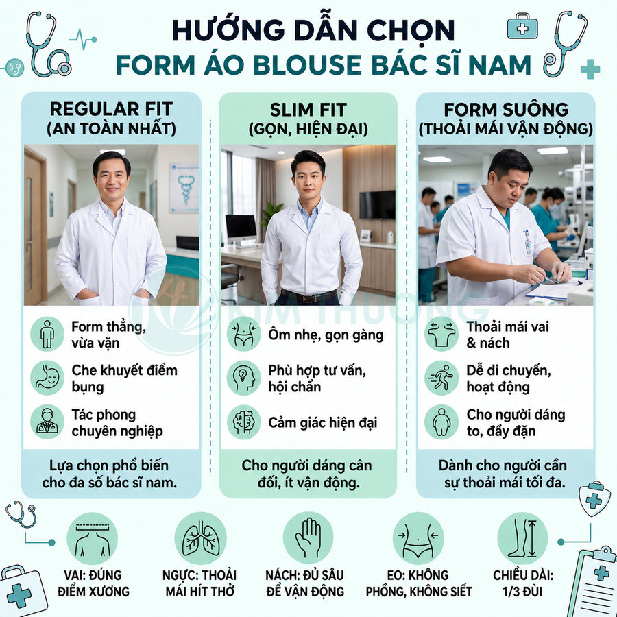 Áo blouse bác sĩ nam nên chọn form dáng như thế nào?