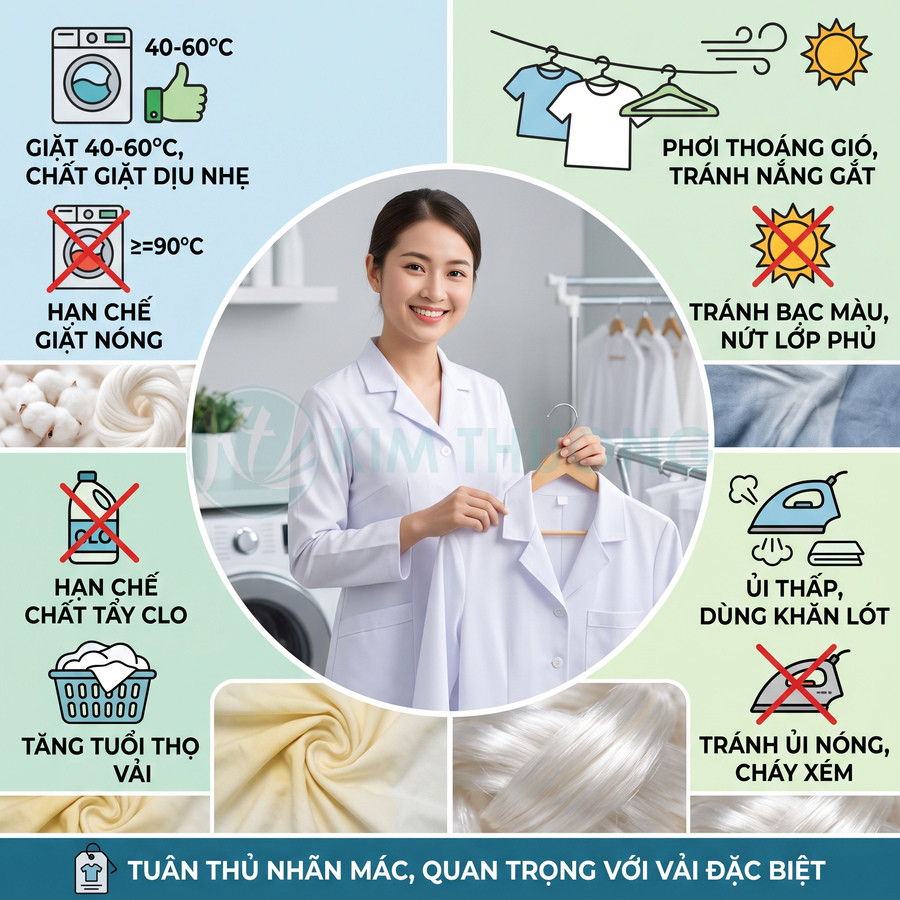 Hướng dẫn chăm sóc và giặt ủi áo blouse trắng, giúp giữ màu và tăng độ bền vải
