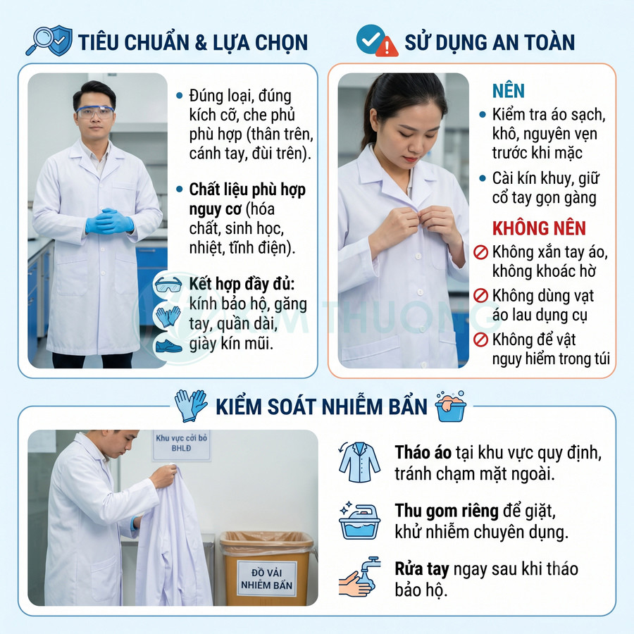 Tiêu chuẩn an toàn khi sử dụng áo blouse trong phòng thí nghiệm