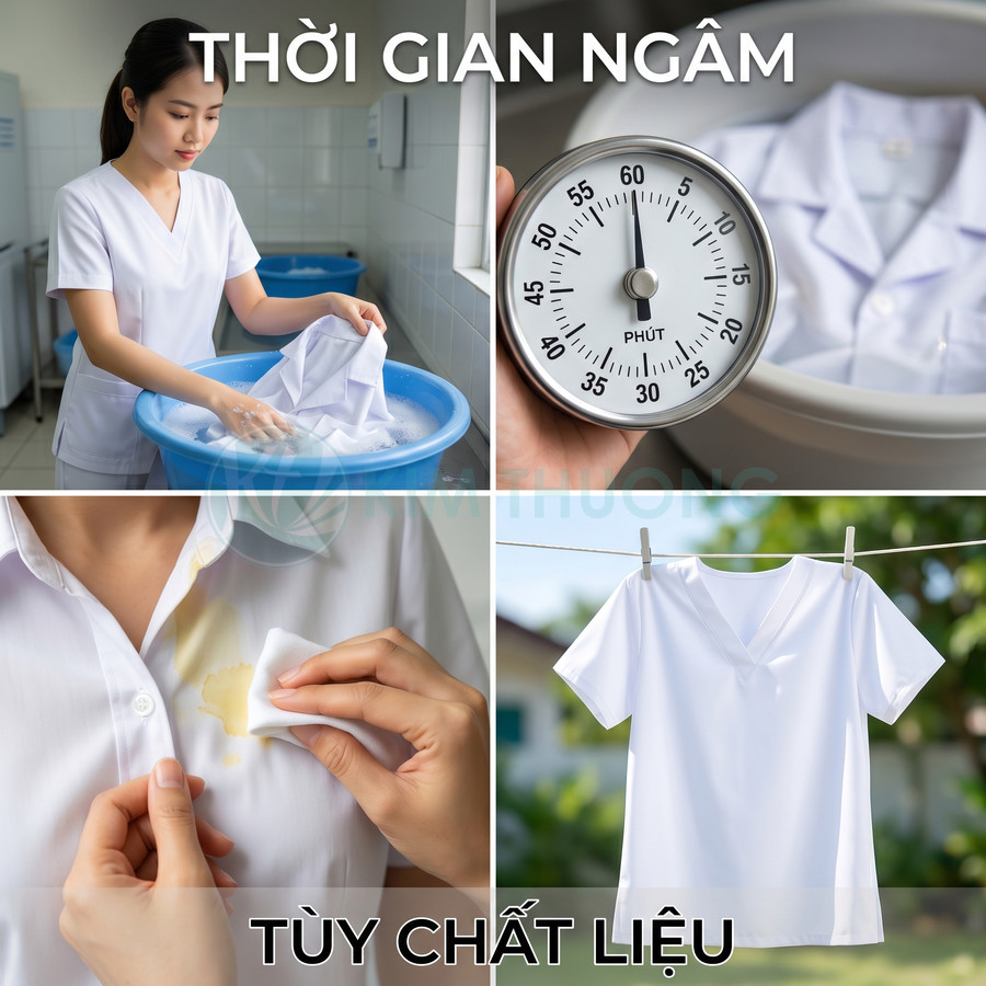 Hướng dẫn giặt và tẩy vết bẩn trên áo blouse trắng, ngâm áo đúng thời gian rồi phơi khô ngoài trời