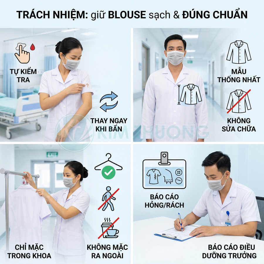 Hướng dẫn nhân viên y tế giữ áo blouse trắng sạch đúng chuẩn trong bệnh viện