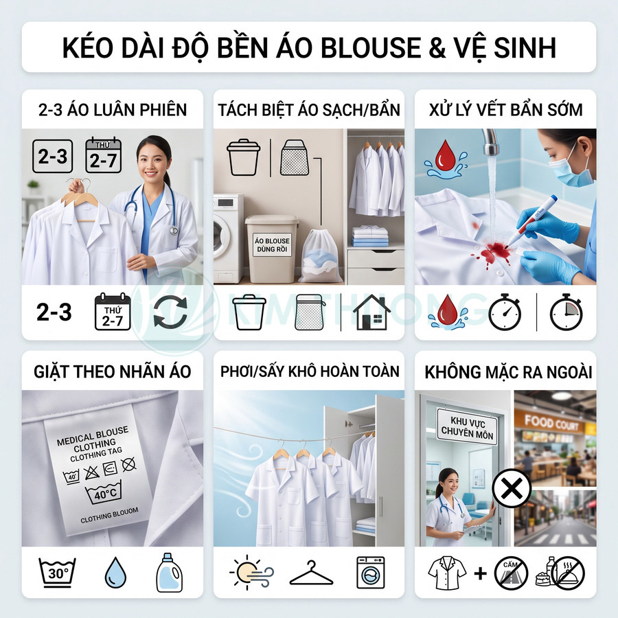 Hướng dẫn chăm sóc và giặt áo blouse y tế đúng cách để kéo dài độ bền và giữ vệ sinh