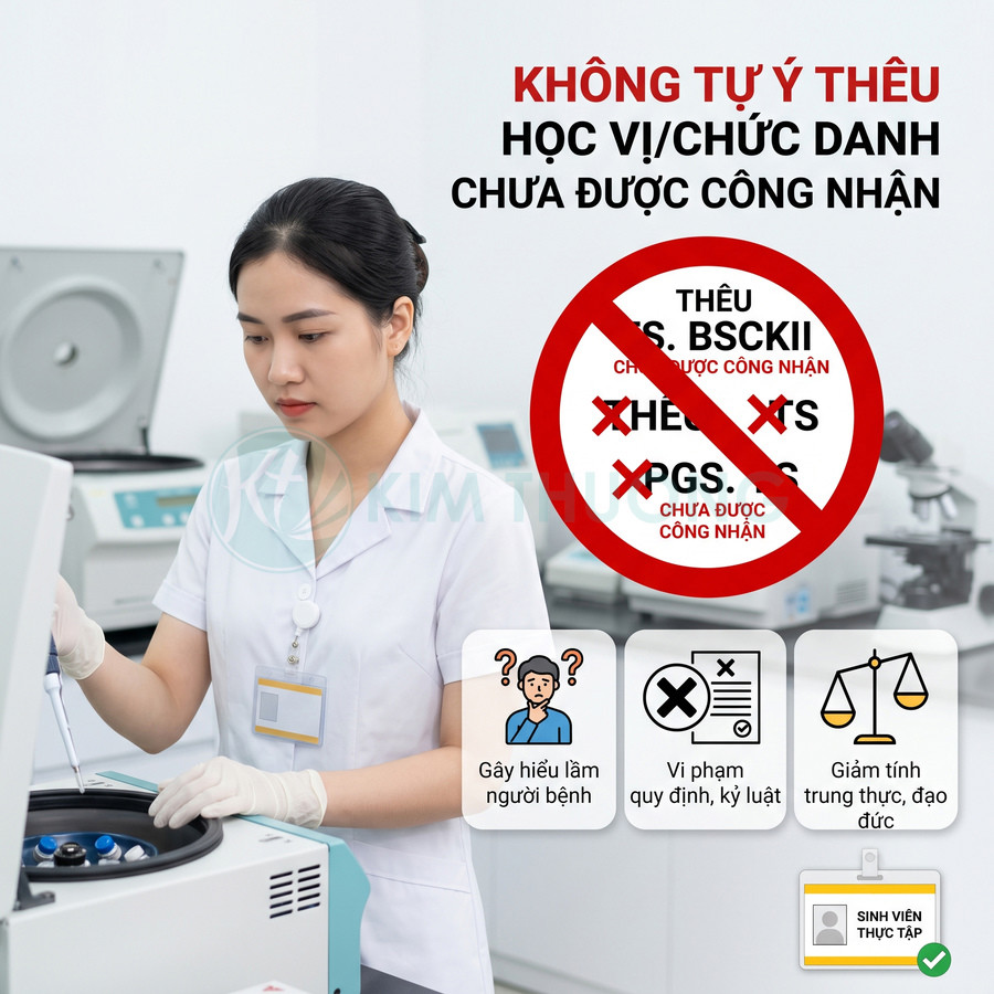 Nữ kỹ thuật viên phòng thí nghiệm sử dụng máy ly tâm, cảnh báo không tự ý thêu học vị chức danh chưa được công nhận