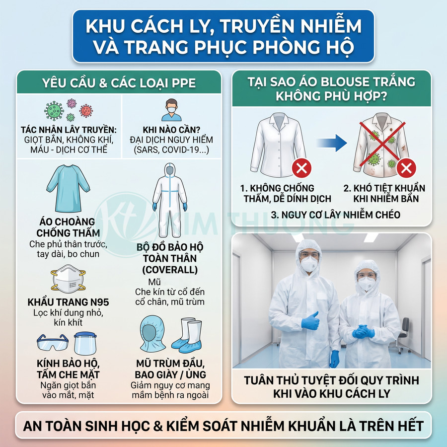 Hướng dẫn sử dụng PPE và nhân viên y tế mặc đồ bảo hộ toàn thân, khẩu trang N95 trong khu cách ly