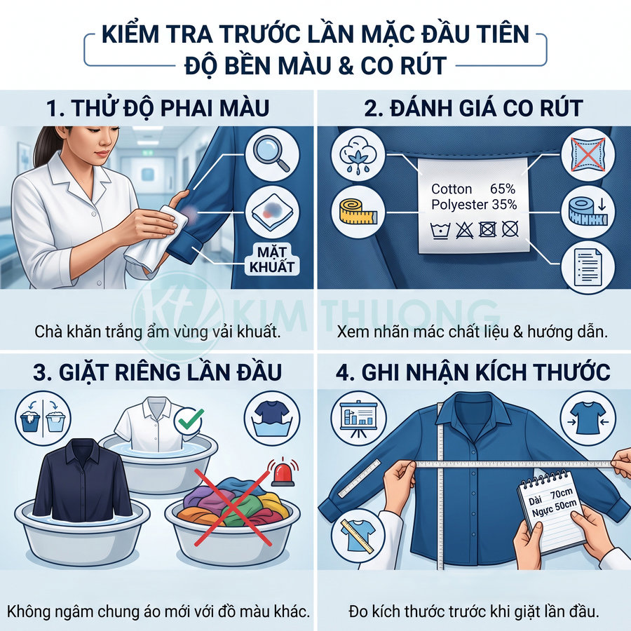 Hướng dẫn kiểm tra độ bền màu và co rút áo sơ mi mới trước khi giặt lần đầu