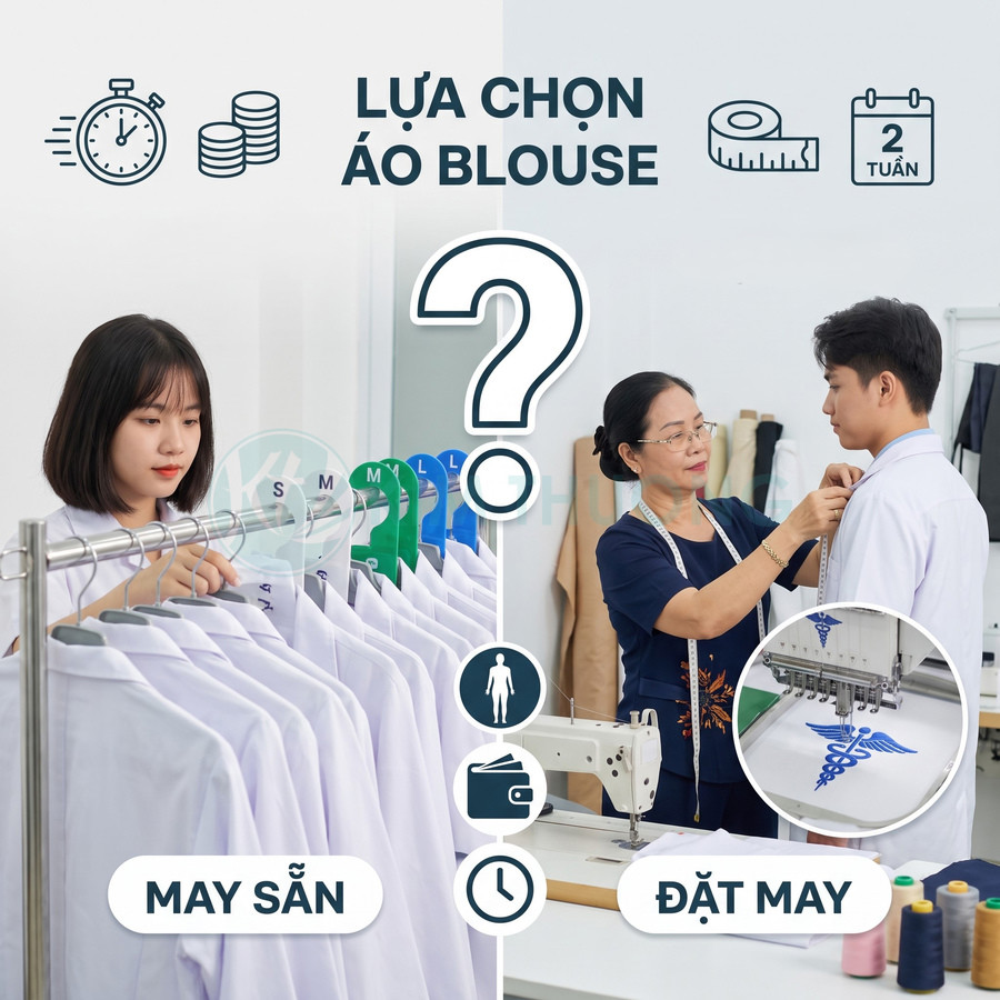 So sánh áo blouse y tế may sẵn với áo blouse đặt may theo số đo”】【
