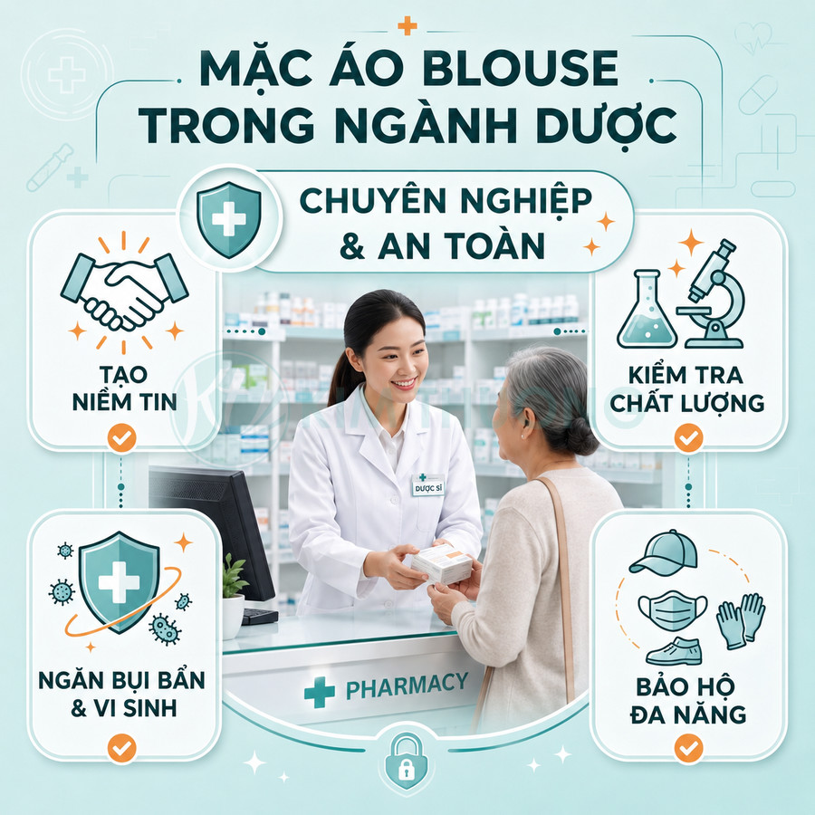 Dược sĩ mặc áo blouse trắng tư vấn và trao thuốc cho khách hàng lớn tuổi tại quầy nhà thuốc