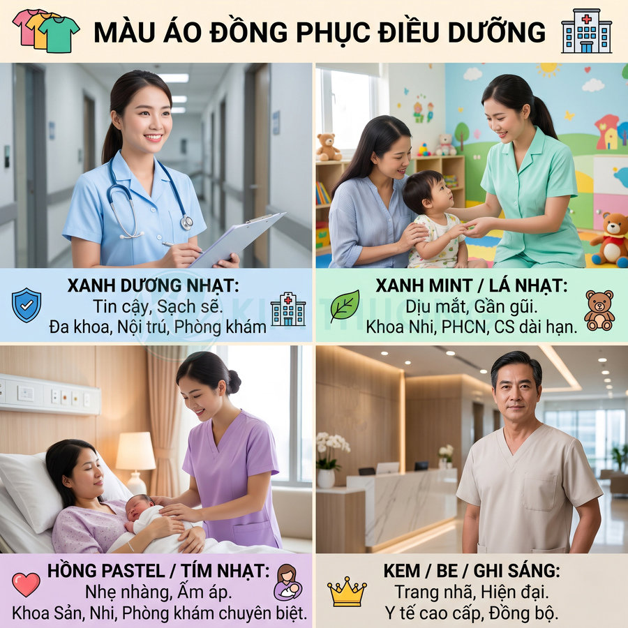 Áo blouse điều dưỡng nên may màu gì ngoài màu trắng?