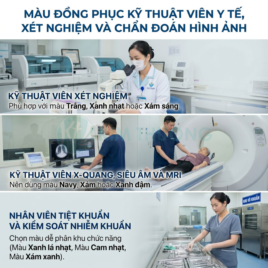 Mẫu đồng phục kỹ thuật viên y tế và nhân viên kiểm soát nhiễm khuẩn trong phòng xét nghiệm và chẩn đoán hình ảnh