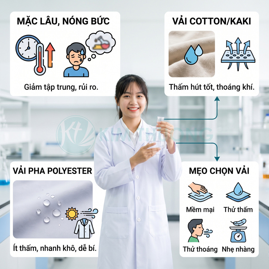 So sánh vải cotton kaki thấm hút thoáng khí với vải pha polyester ít thấm, nhanh khô nhưng dễ bíสล็อตออนไลน์