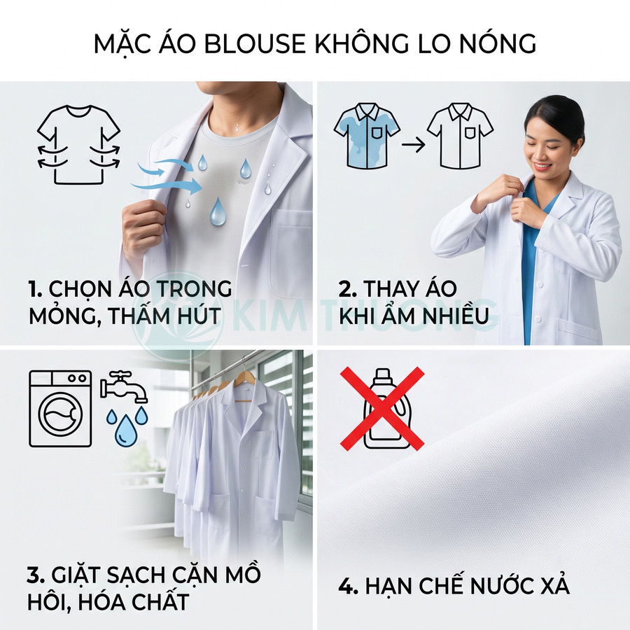 Hướng dẫn chăm sóc và sử dụng áo blouse trắng thoáng mát, thấm hút mồ hôi cho bác sĩ và nhân viên y tế