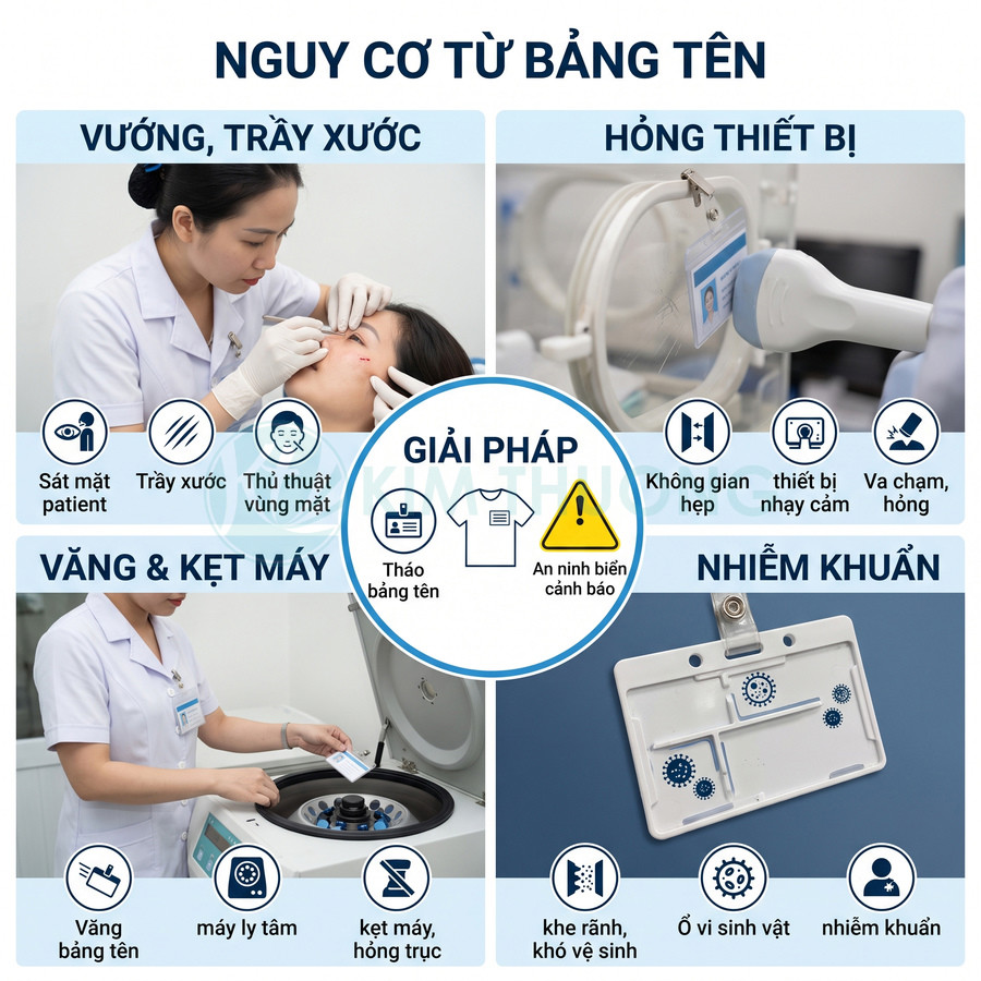 Nguy cơ mất an toàn và nhiễm khuẩn từ bảng tên nhân viên y tế và giải pháp tháo bảng tên, dùng biển cảnh báo