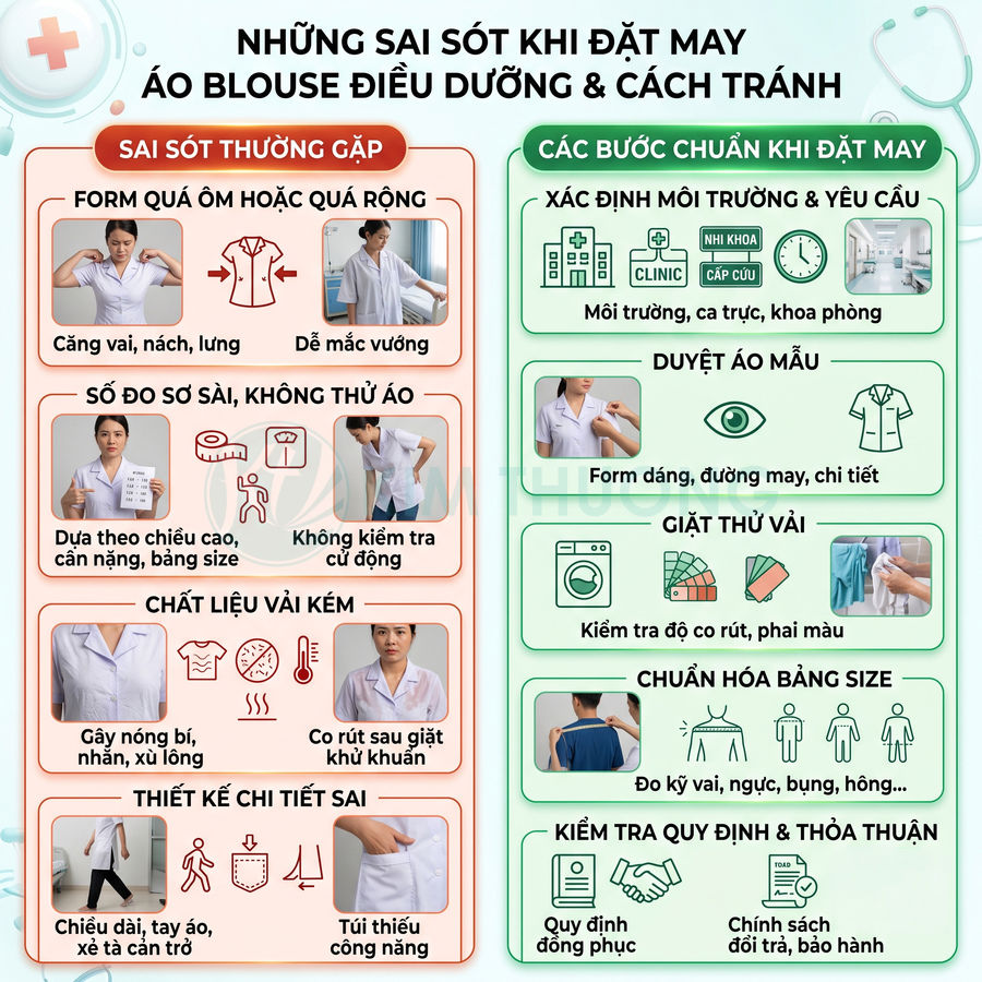 Những lỗi thường gặp khi đặt may áo blouse điều dưỡng