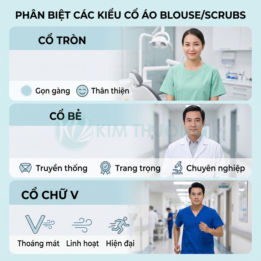 Áo blouse cổ tròn, cổ bẻ và cổ chữ V khác nhau thế nào?