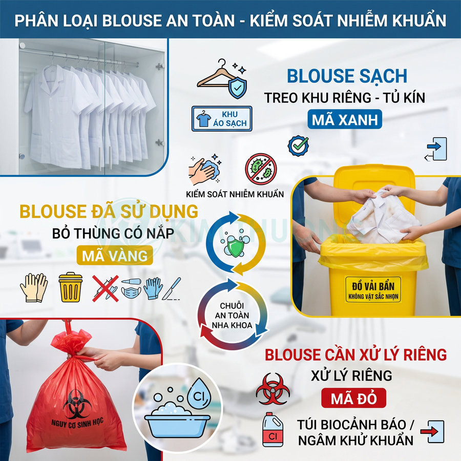 Hướng dẫn phân loại và xử lý áo blouse y tế sạch, đã dùng và cần xử lý riêng trong bệnh viện