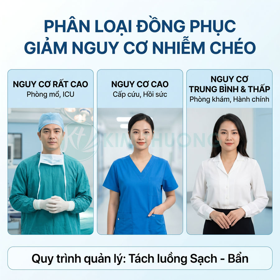 Phân loại đồng phục y tế cho bác sĩ phẫu thuật, điều dưỡng cấp cứu và nhân viên phòng khám giảm nguy cơ nhiễm chéo