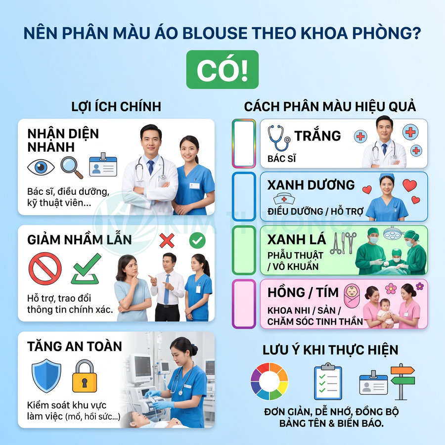 Áo blouse có nên phân màu theo từng khoa phòng không?