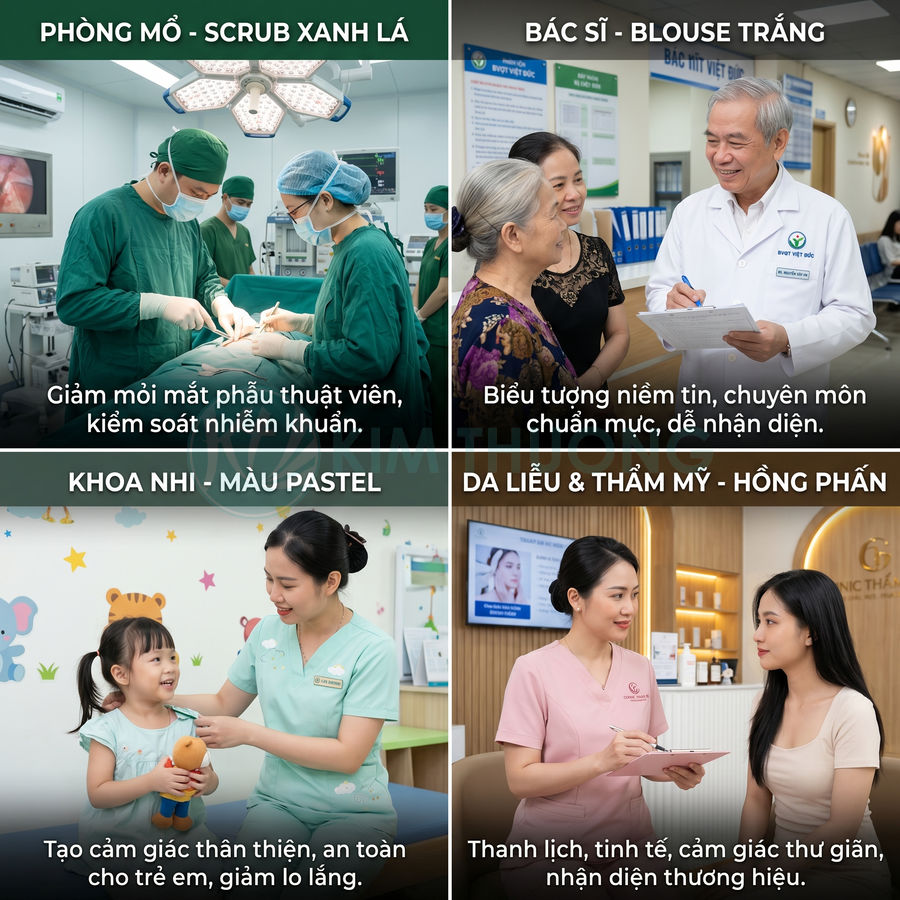 Nhân viên y tế tư vấn và chăm sóc bệnh nhân trong các khoa phẫu thuật, nhi, da liễu tại bệnh viện hiện đại