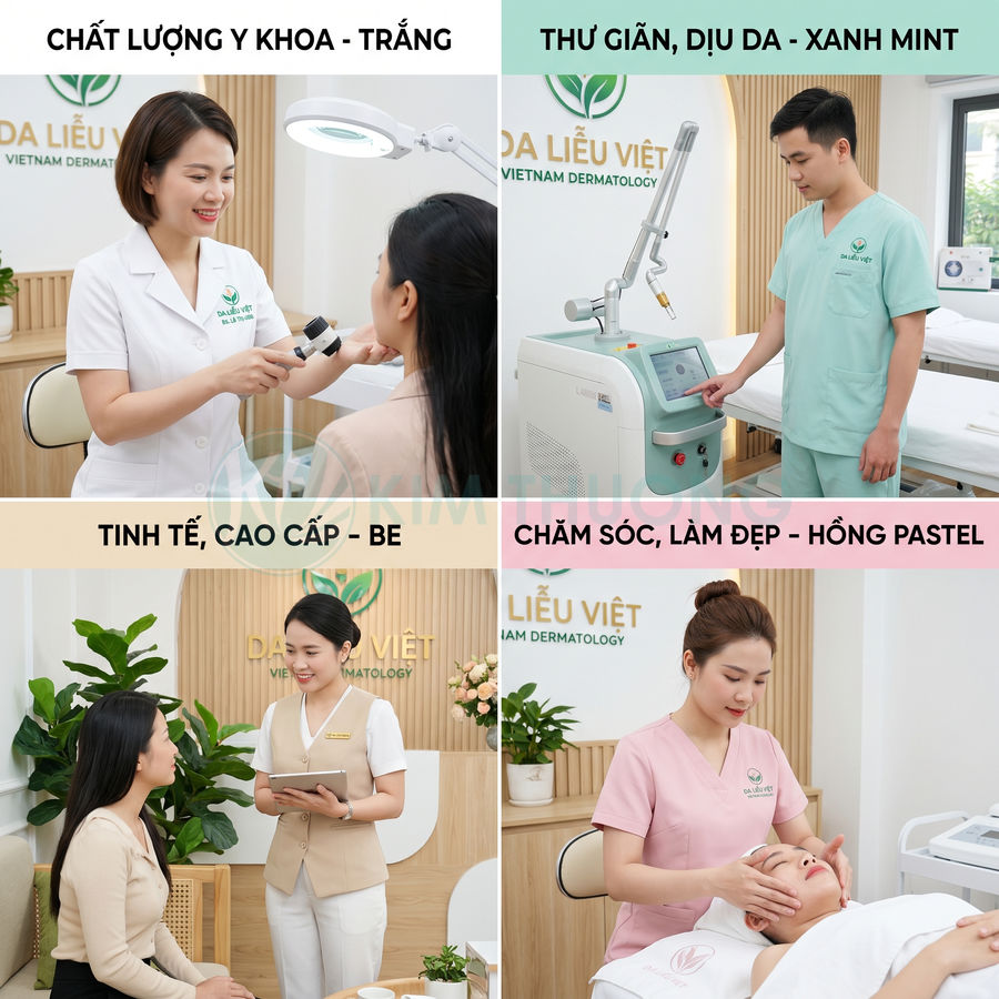 Nhân viên Da Liễu Việt tư vấn và chăm sóc da chuyên nghiệp trong không gian spa hiện đại