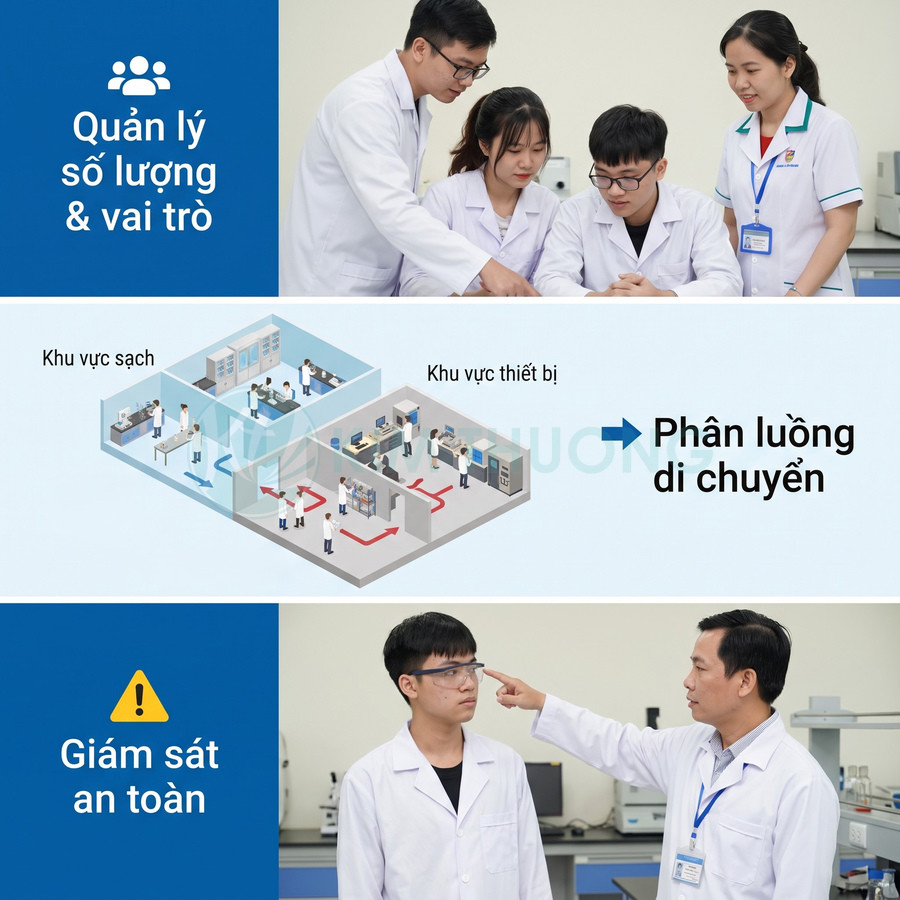 Quản lý số lượng và vai trò nhân sự phòng thí nghiệm, phân luồng khu vực sạch và thiết bị, giám sát an toàn VITALUTION