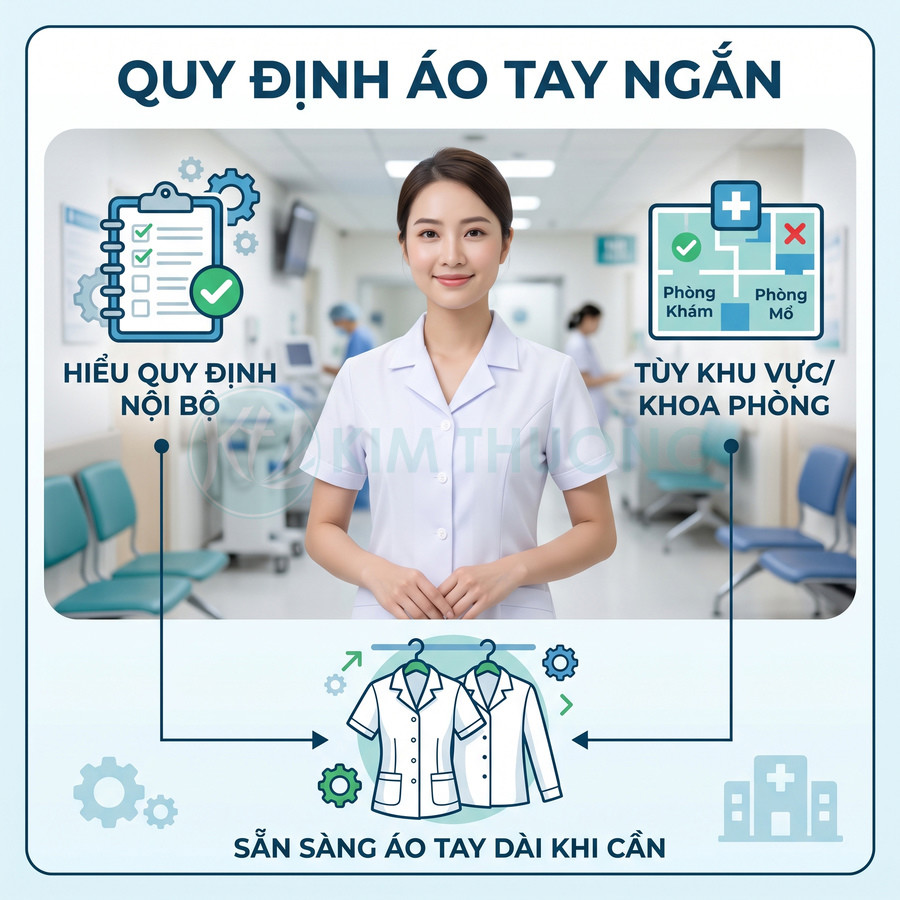 Quy định mặc áo blouse tay ngắn cho nhân viên y tế trong bệnh viện, lưu ý chuẩn nội bộ và khu vực làm việc