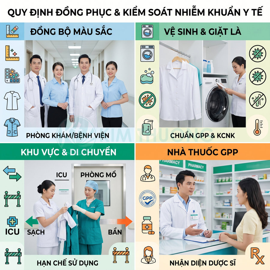 Quy định đồng phục y tế sạch sẽ cho bác sĩ, y tá và dược sĩ trong bệnh viện và nhà thuốc GPP