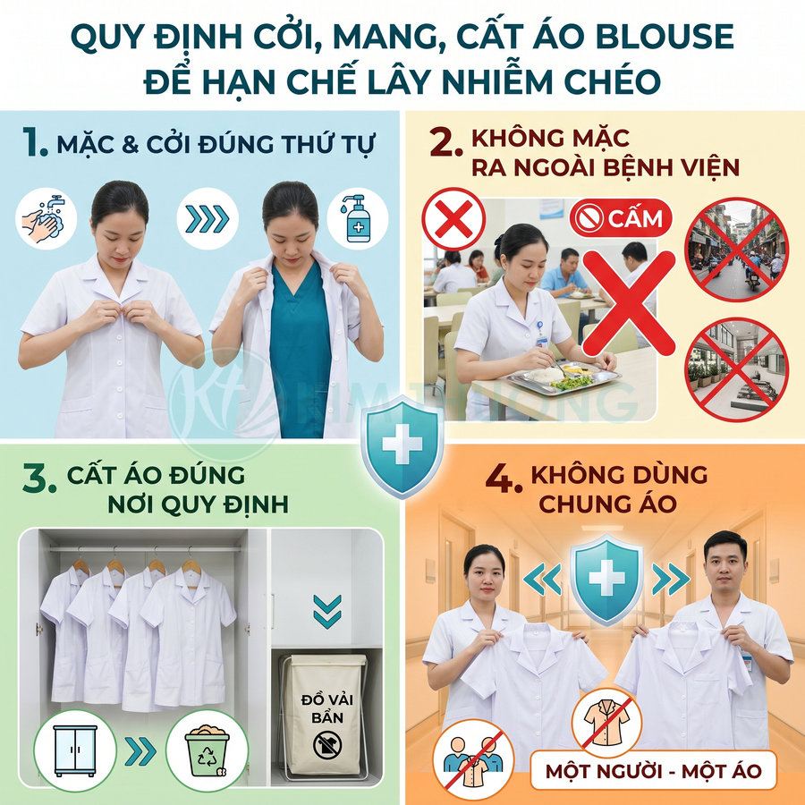 Quy định mặc cởi và bảo quản áo blouse trắng trong bệnh viện để hạn chế lây nhiễm chéo