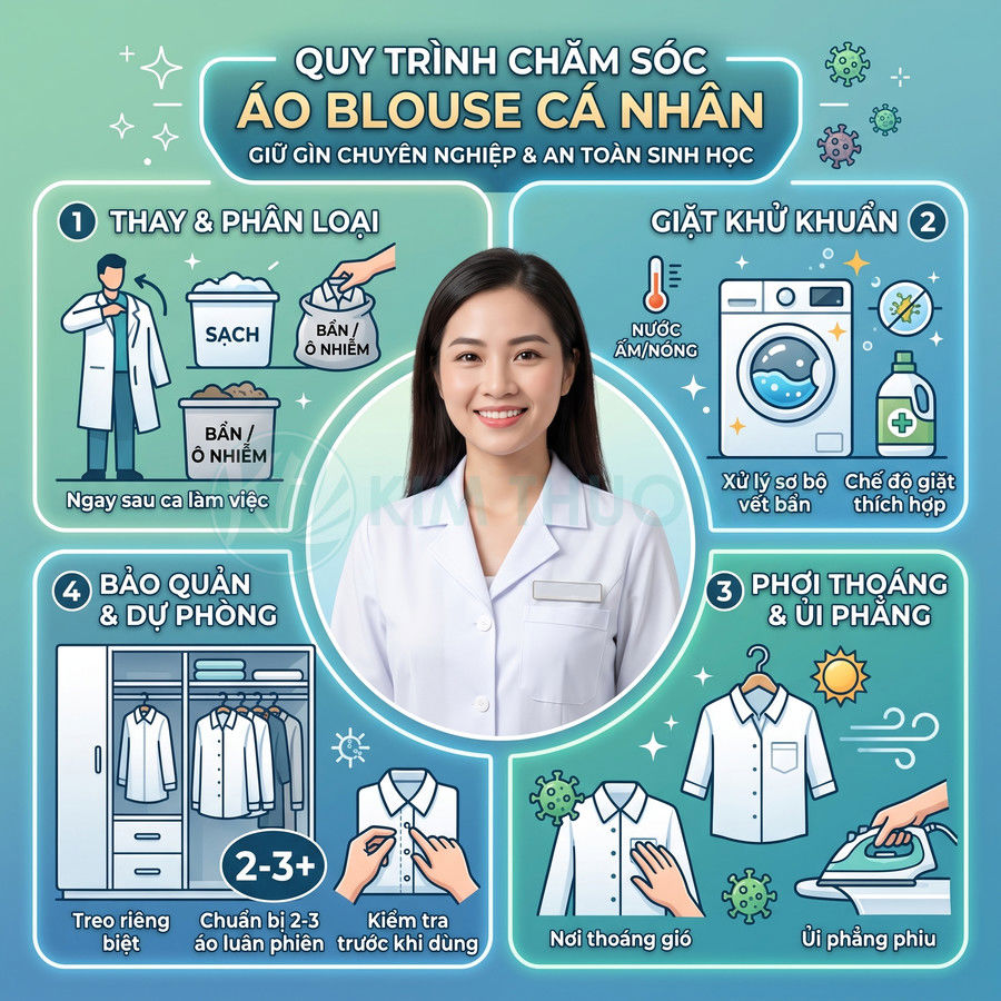 Quy trình chăm sóc và giặt ủi áo blouse trắng cho nhân viên y tế giữ sạch khuẩn và phẳng phiu